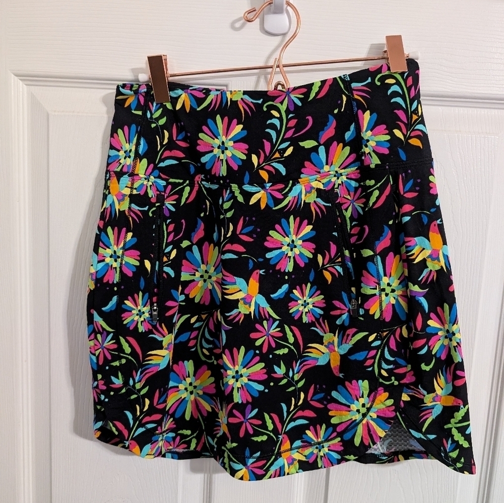 Ibkul Womens Skort Black Pockets Floral Skirt Tennis Pickleball Golf Size XS